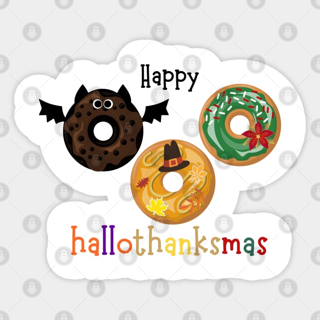 Happy Halloween Thanksgiving Christmas Donuts Sticker by Cotton Candy Art